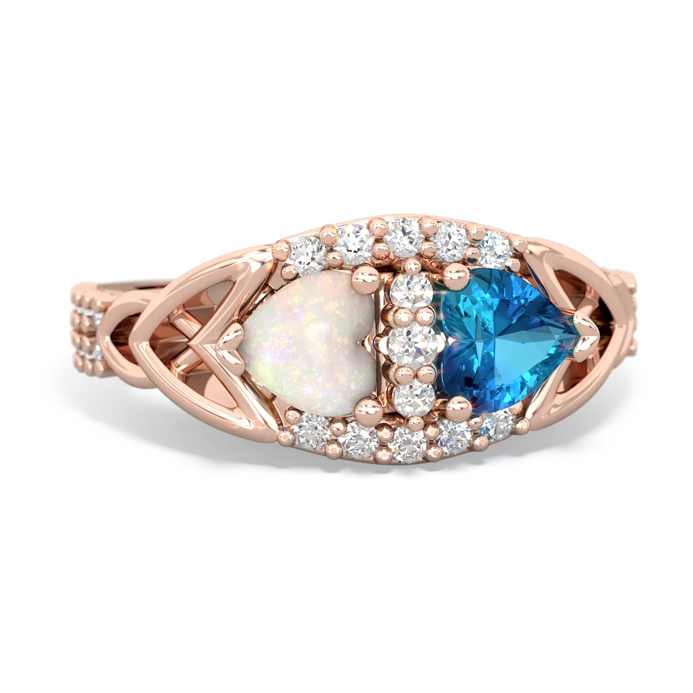 Opal Sparkling Celtic Knot 14K Rose Gold ring R2645