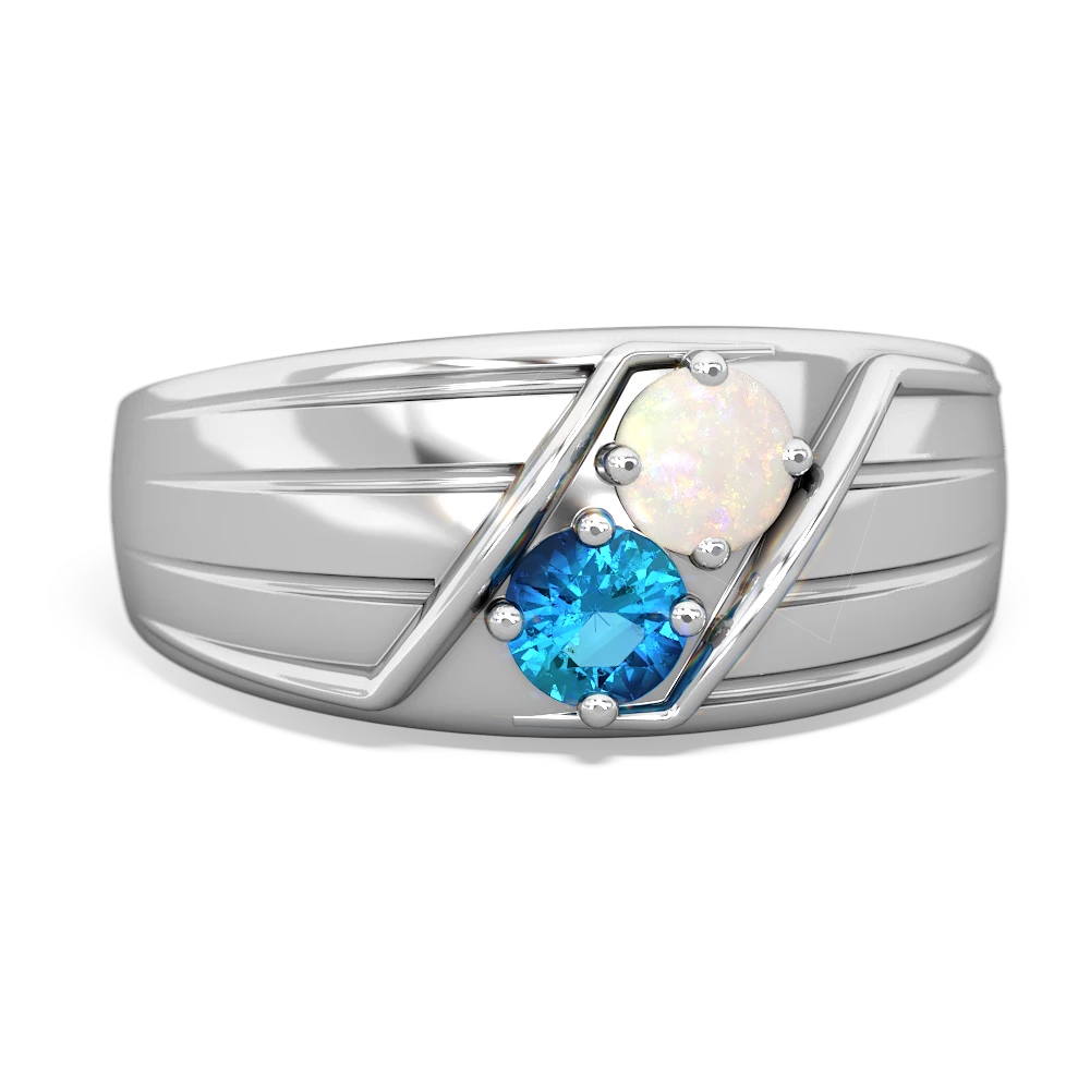 Opal Men's Streamline 14K White Gold ring R0460