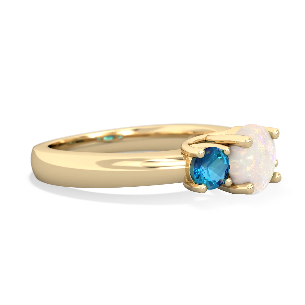 Opal Three Stone Round Trellis 14K Yellow Gold ring R4018