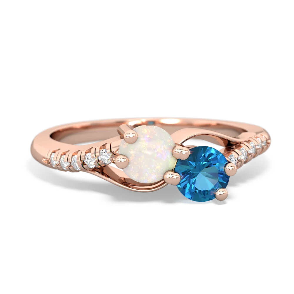 Opal Infinity Pave Two Stone 14K Rose Gold ring R5285