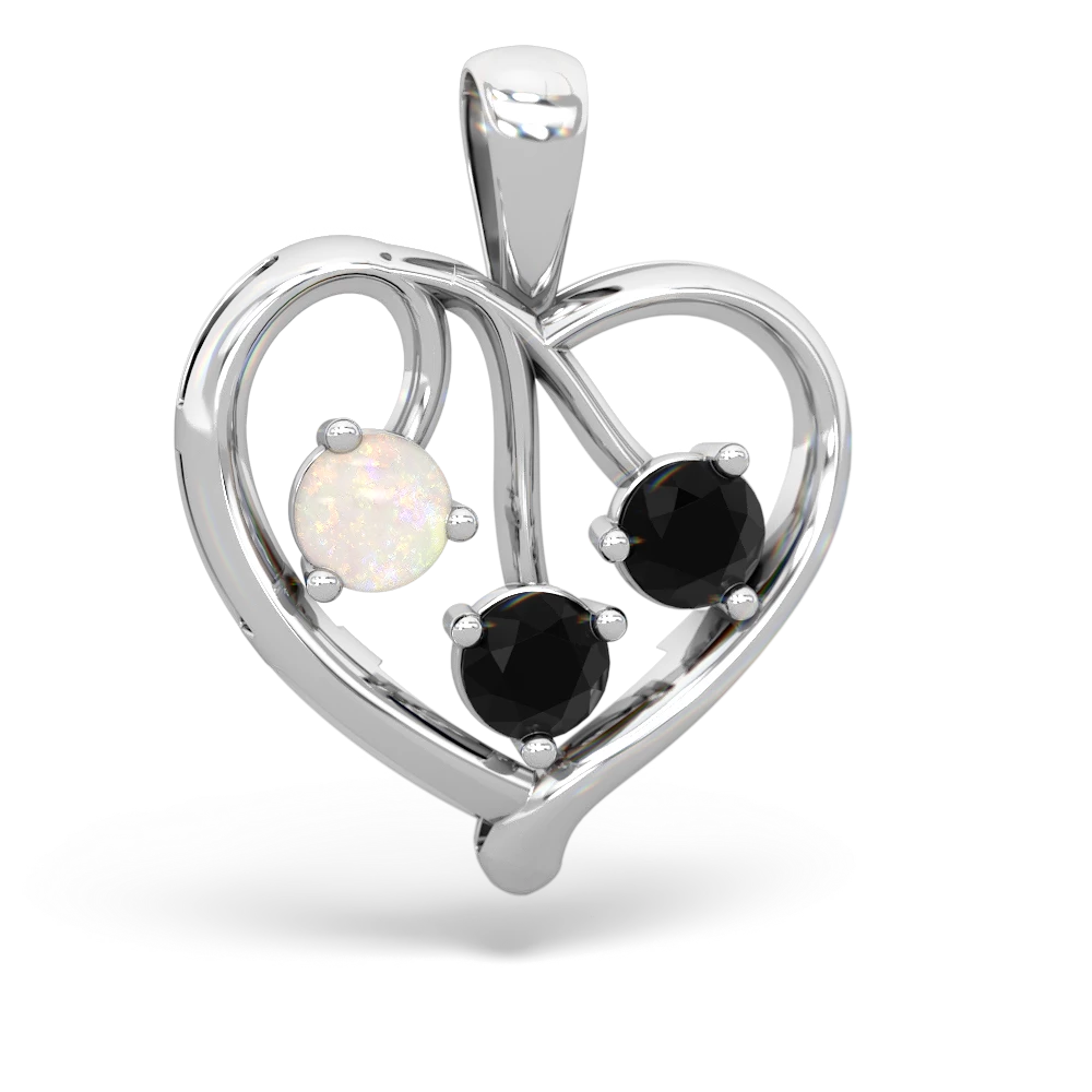 Opal Glowing Heart 14K White Gold pendant P2233