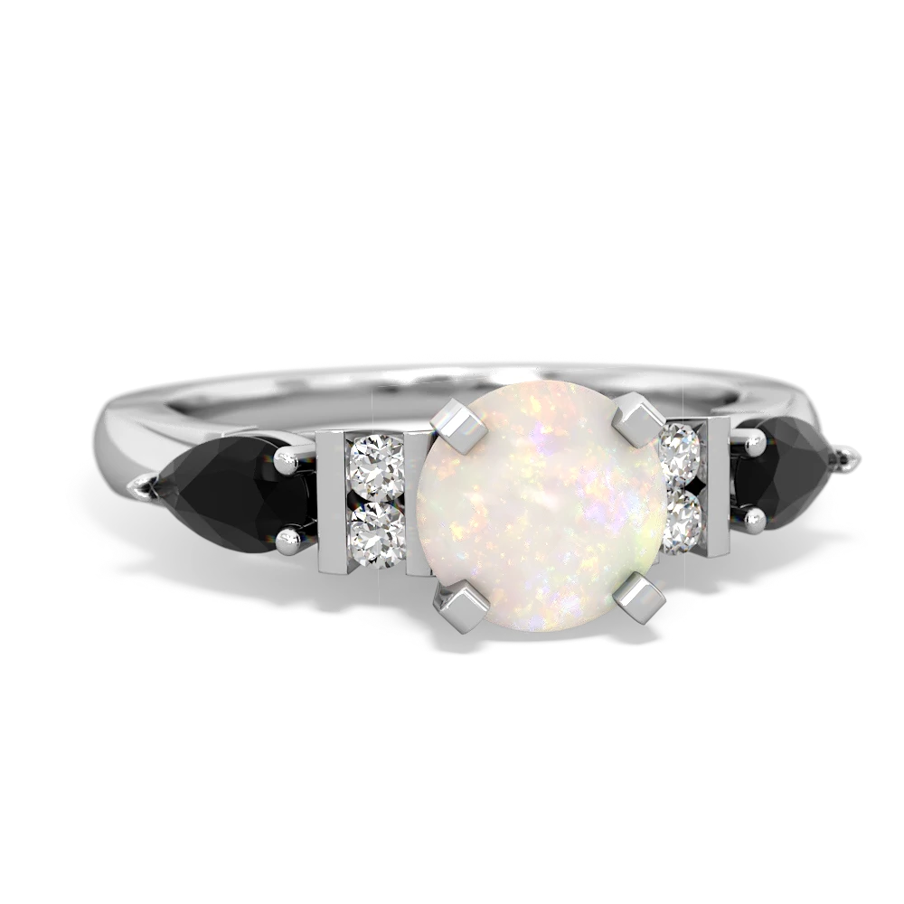 Opal 6Mm Round Eternal Embrace Engagement 14K White Gold ring R2005