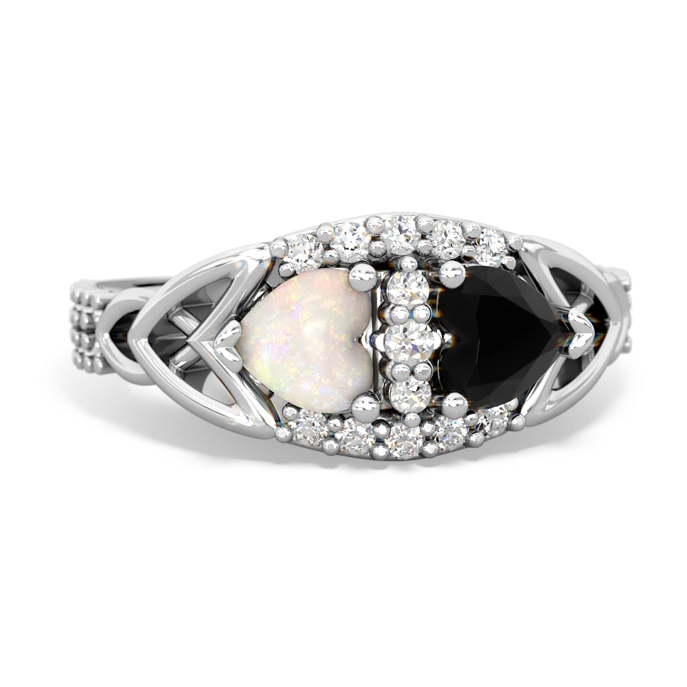 Opal Sparkling Celtic Knot 14K White Gold ring R2645