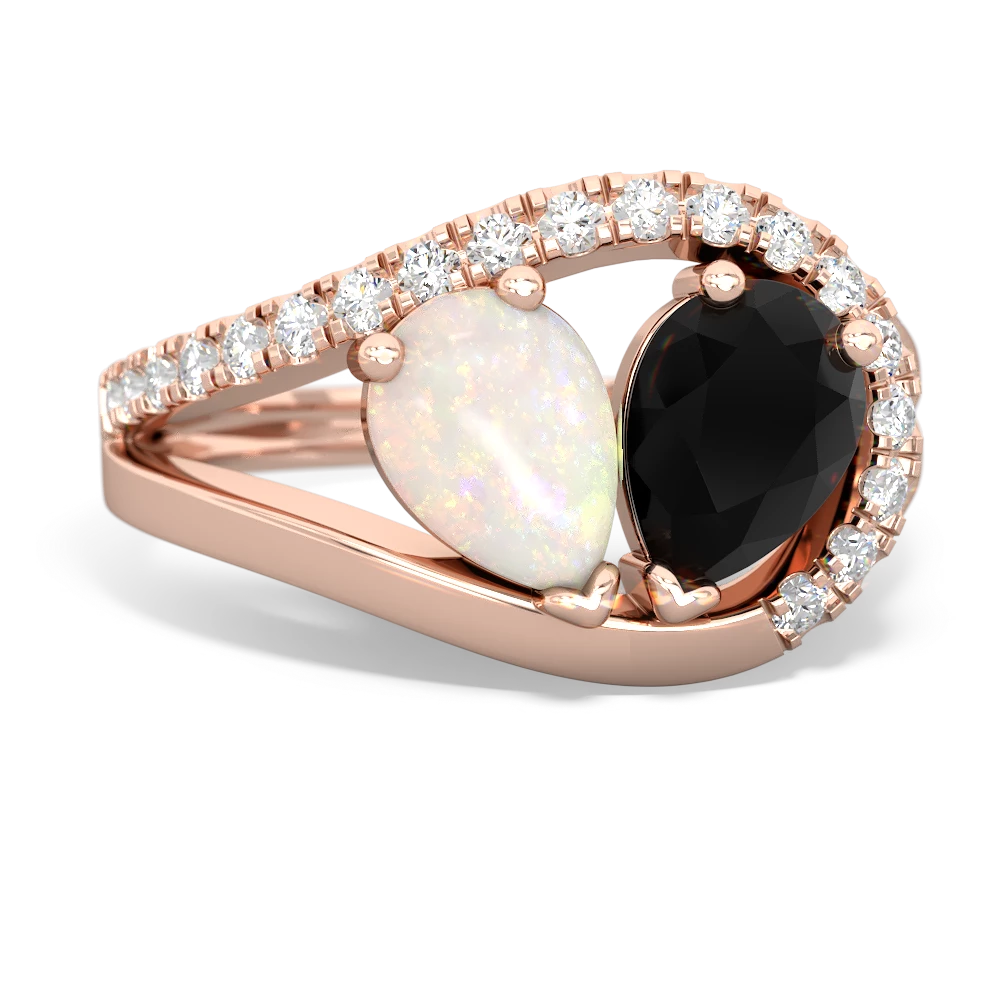 Opal Nestled Heart Keepsake 14K Rose Gold ring R5650