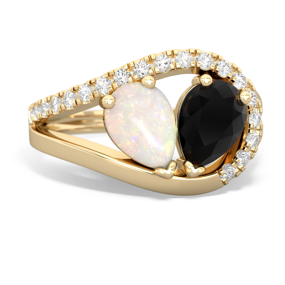 Opal Nestled Heart Keepsake 14K Yellow Gold ring R5650