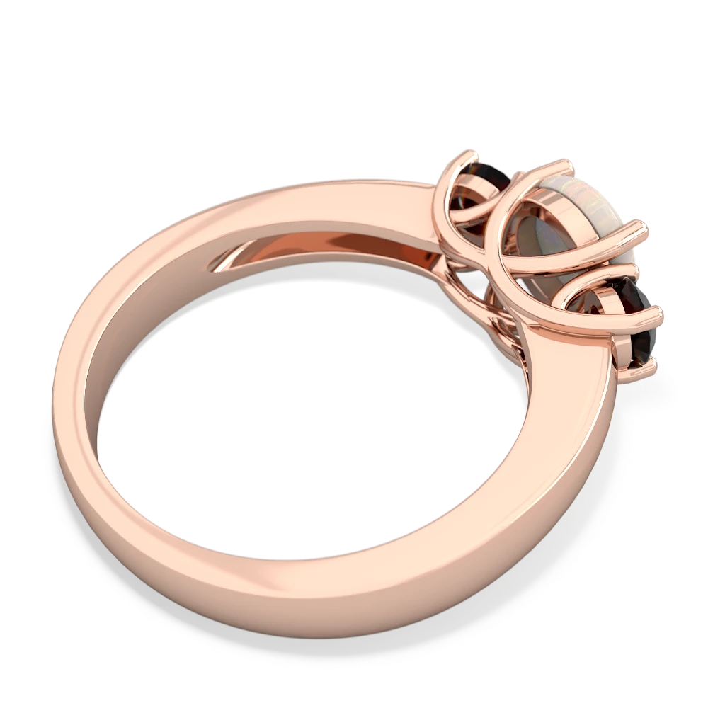 Opal Three Stone Round Trellis 14K Rose Gold ring R4018