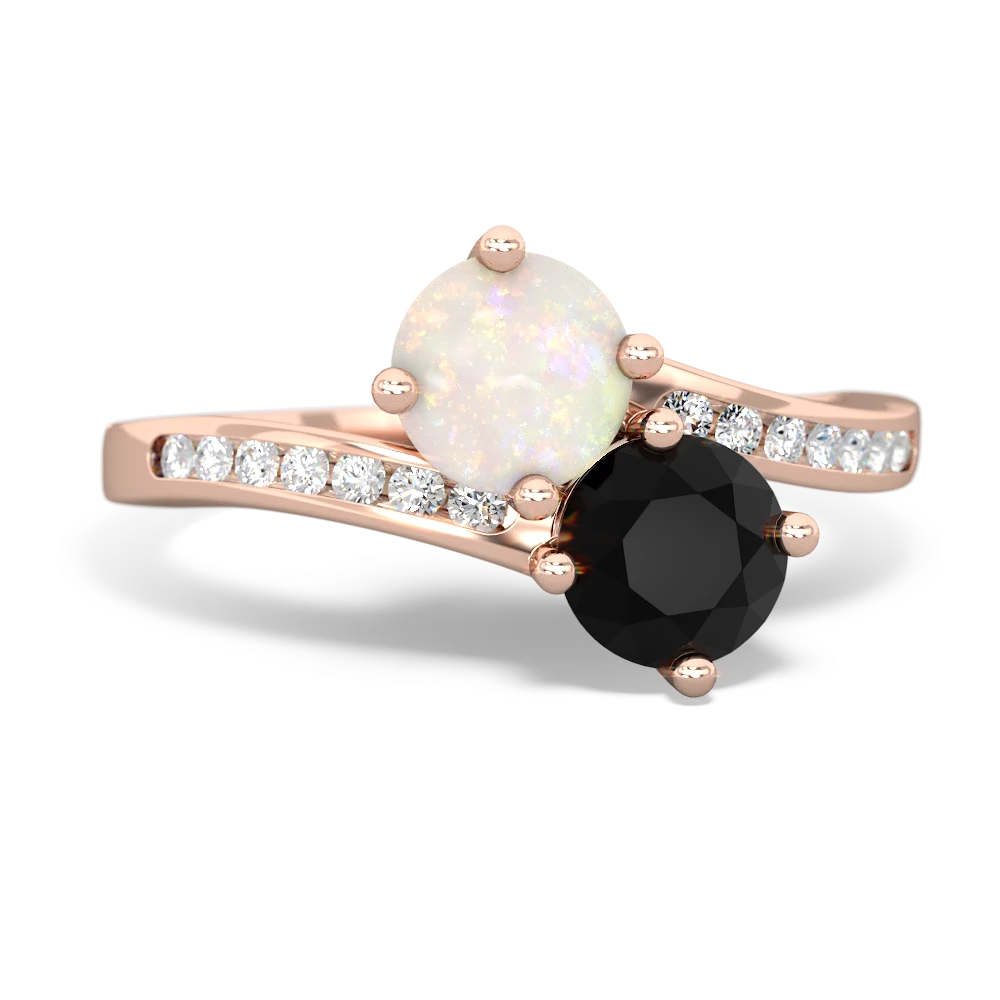 Opal Channel Set Two Stone 14K Rose Gold ring R5303