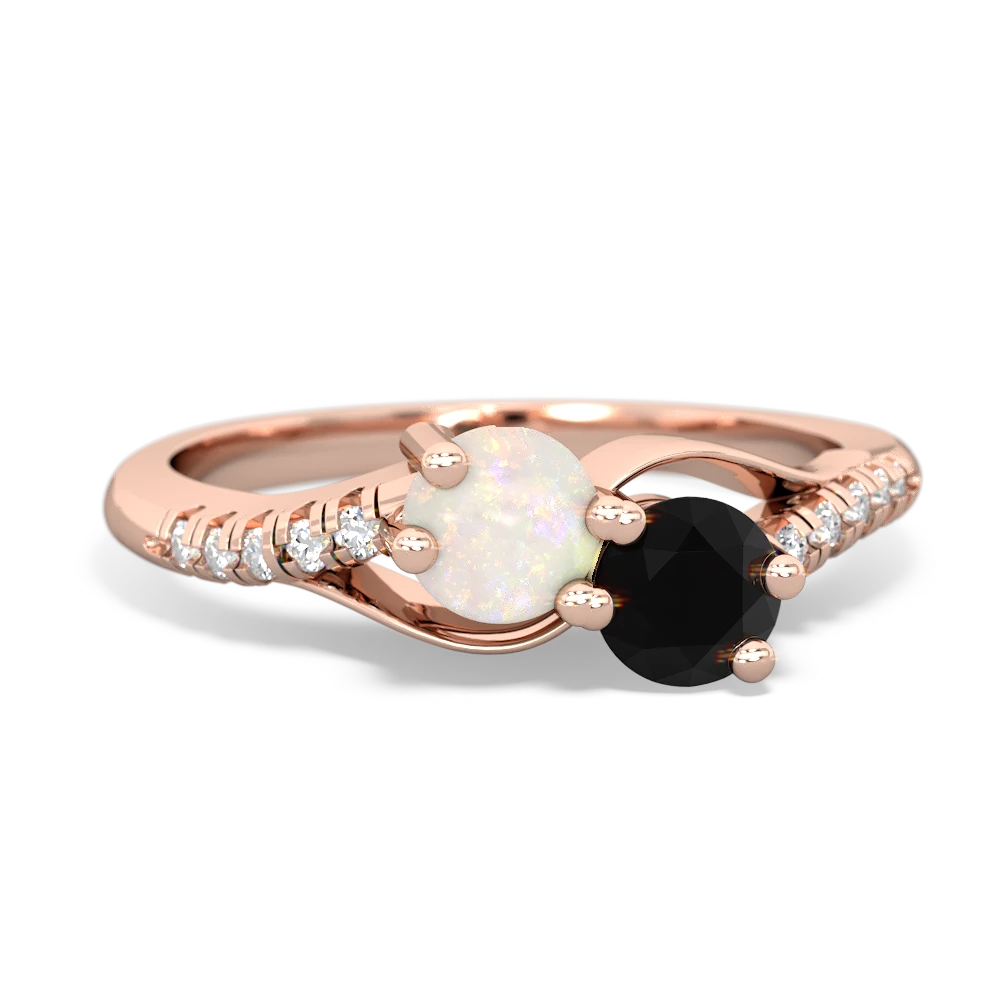 Opal Infinity Pave Two Stone 14K Rose Gold ring R5285