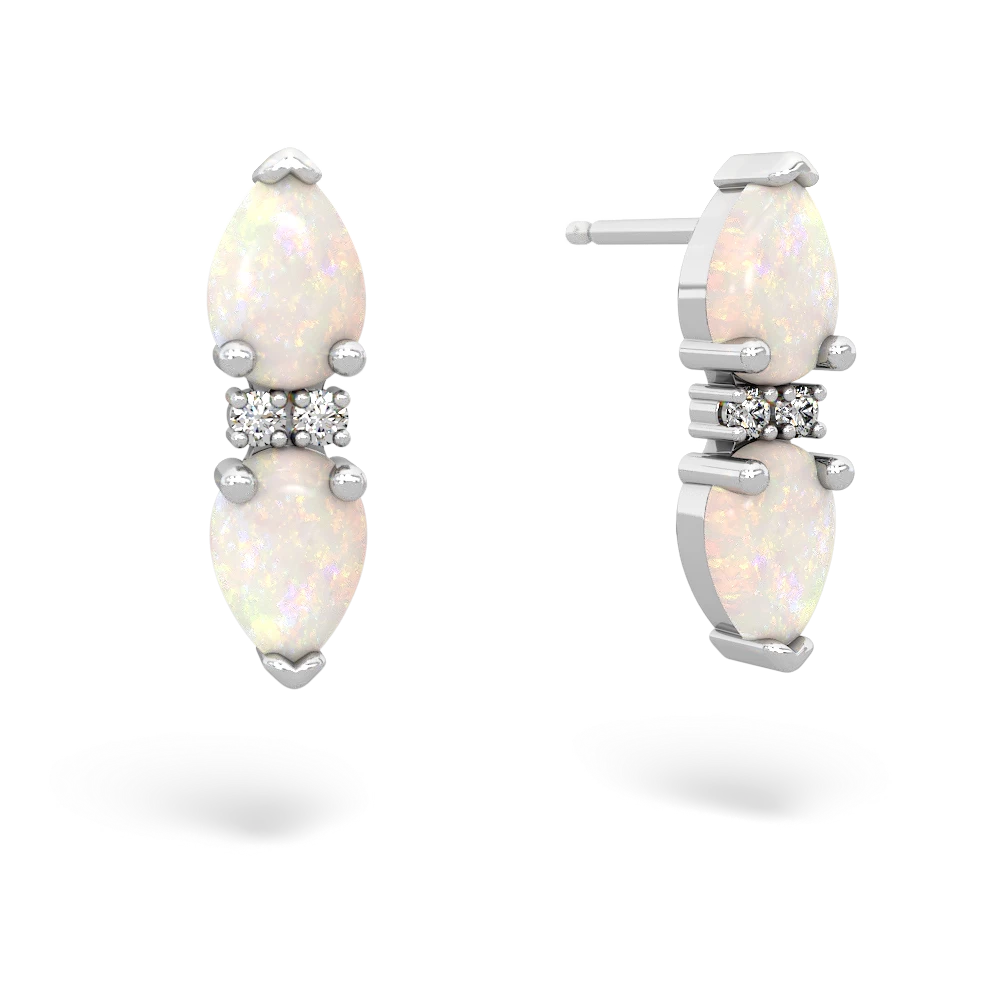 Opal Bowtie Drop 14K White Gold earrings E0865