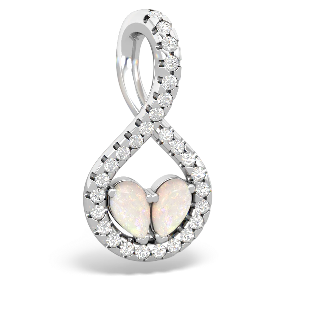 Opal Pave Twist 'One Heart' 14K White Gold pendant P5360