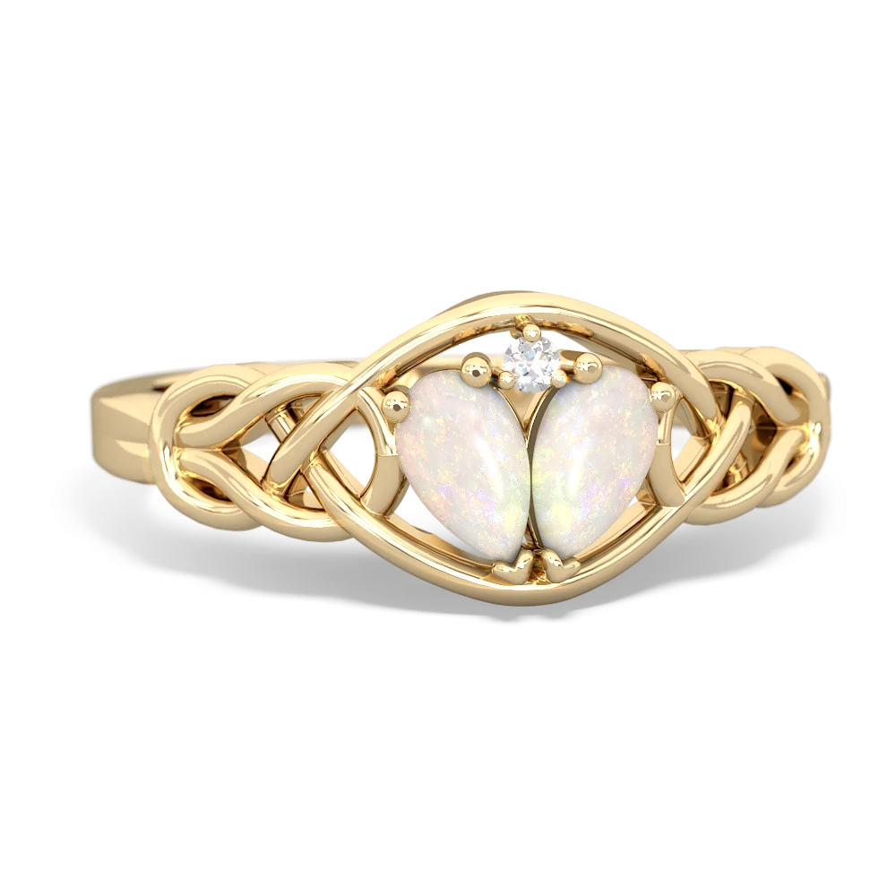 Opal Celtic Love Knot 14K Yellow Gold ring R5420