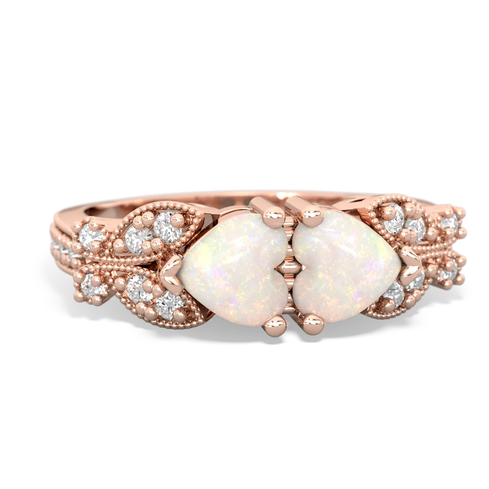 Opal Diamond Butterflies 14K Rose Gold ring R5601