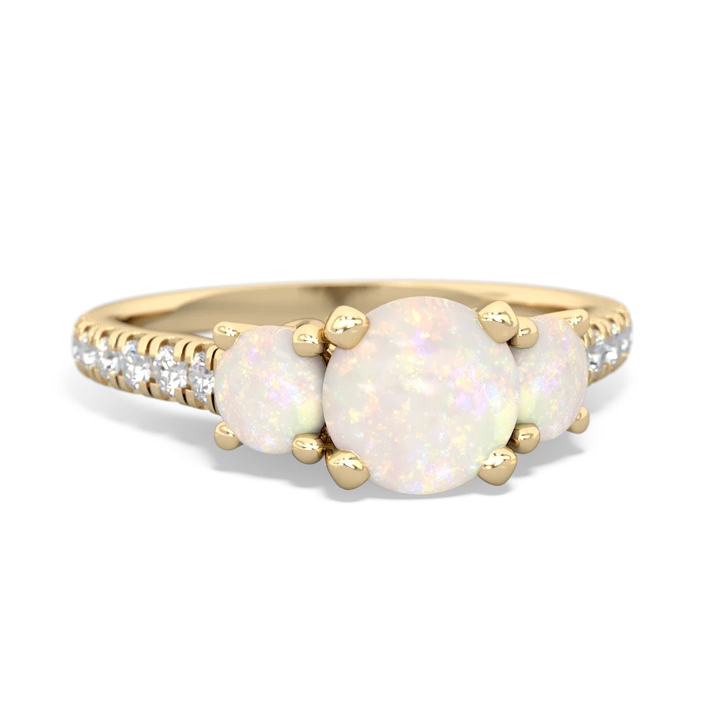 Lab Pink Sapphire Pave Trellis 14K Yellow Gold ring R5500