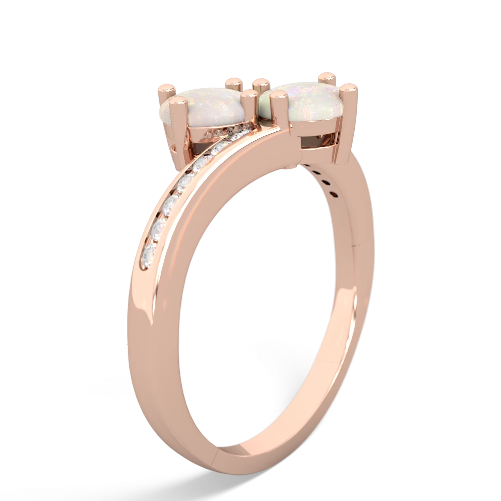 Opal Channel Set Two Stone 14K Rose Gold ring R5303