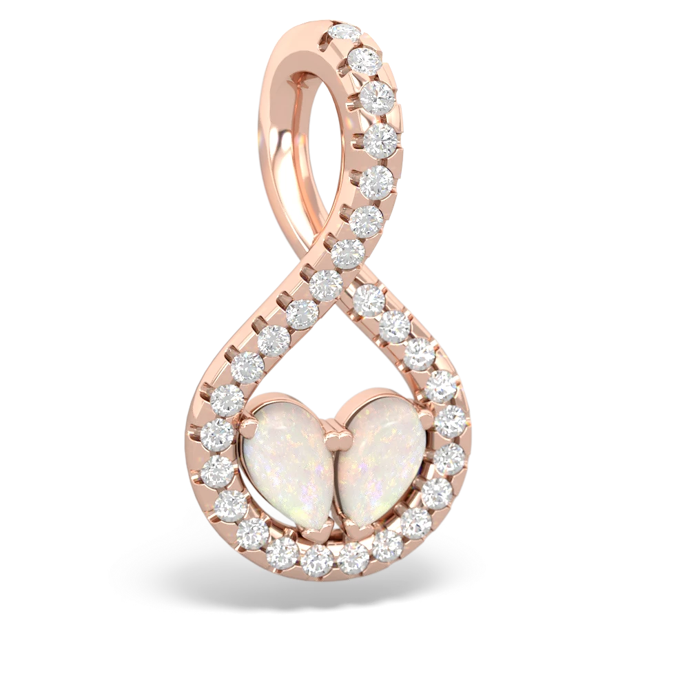 Opal Pave Twist 'One Heart' 14K Rose Gold pendant P5360