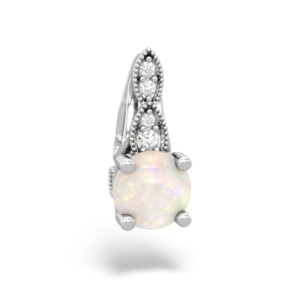 Opal Antique Elegance 14K White Gold pendant P3100