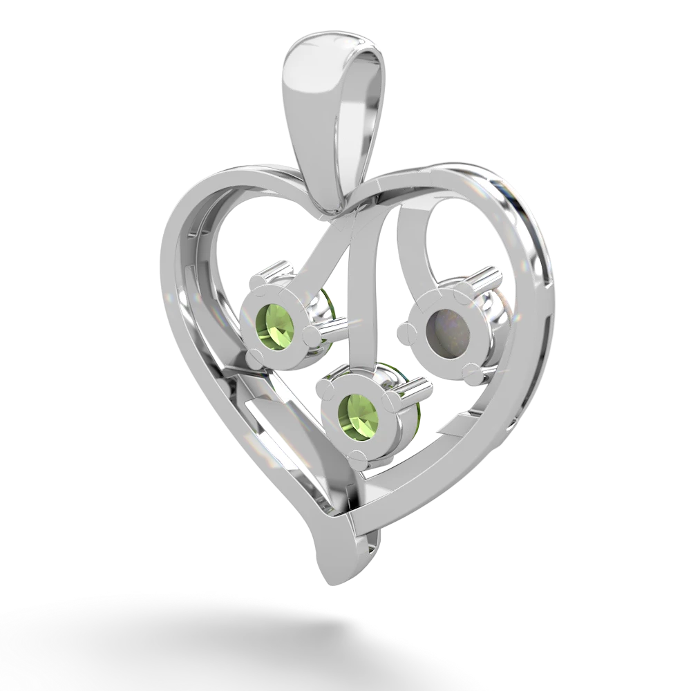 Opal,Peridot Citrine Glowing Heart Necklace - 14K White Gold |JewelsForMe