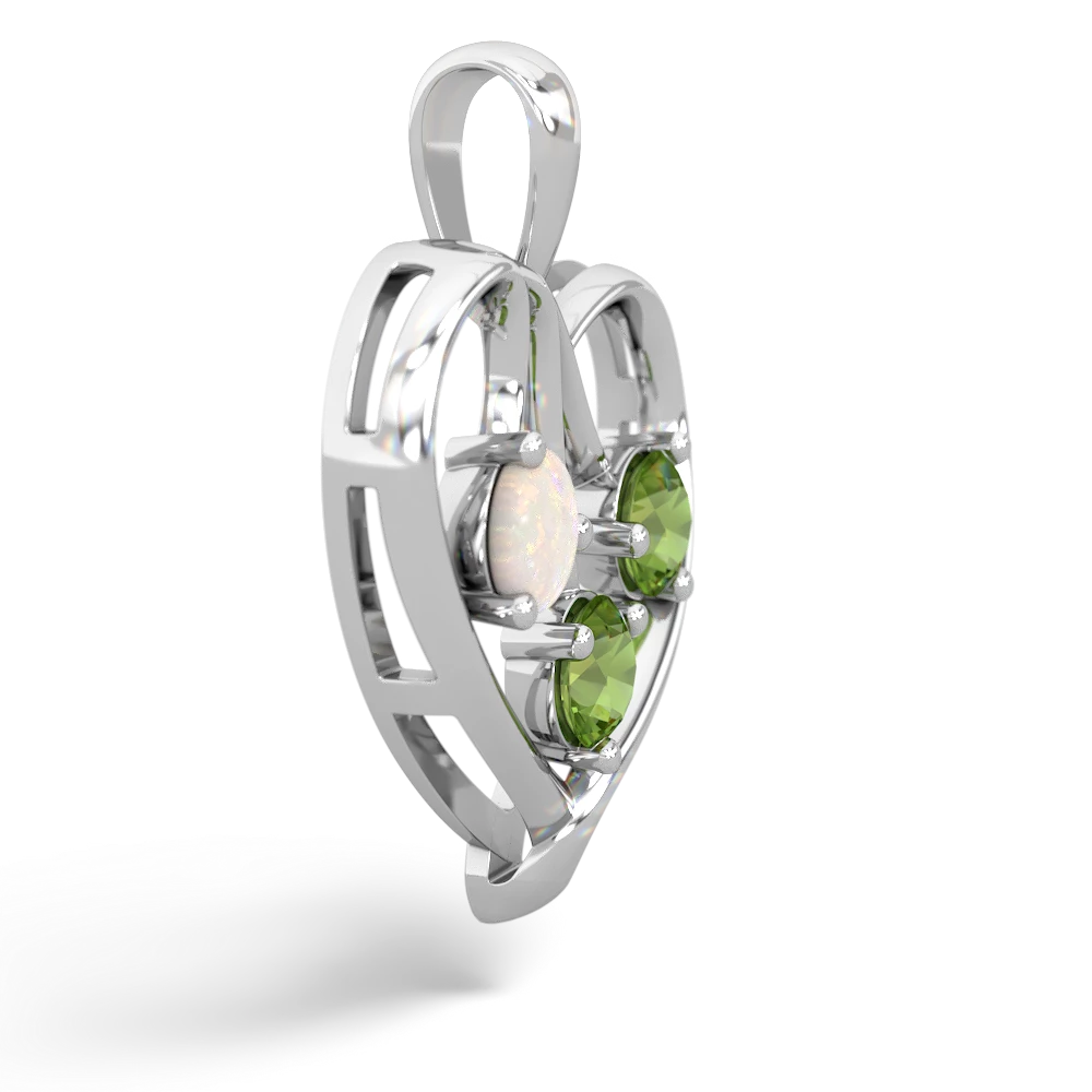 Opal,Peridot Citrine Glowing Heart Necklace - 14K White Gold |JewelsForMe