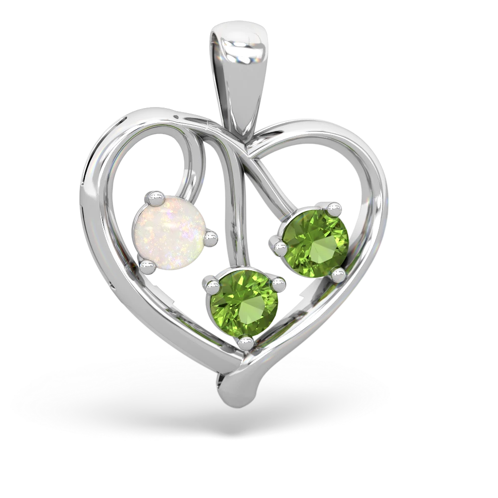 Opal,Peridot Citrine Glowing Heart Necklace - 14K White Gold |JewelsForMe