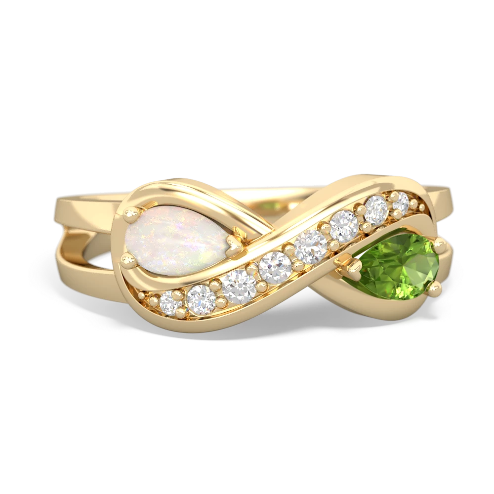 Opal Diamond Infinity 14K Yellow Gold ring R5390