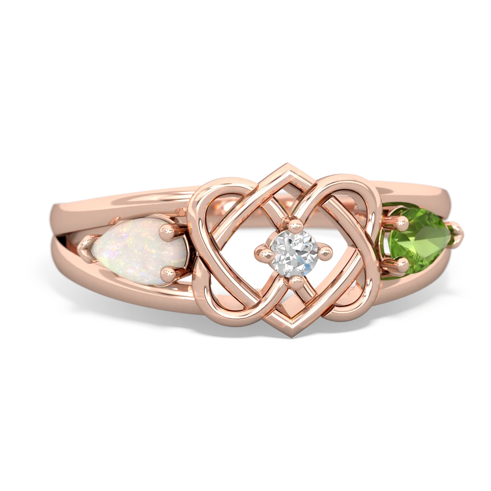 Opal Hearts Intertwined 14K Rose Gold ring R5880