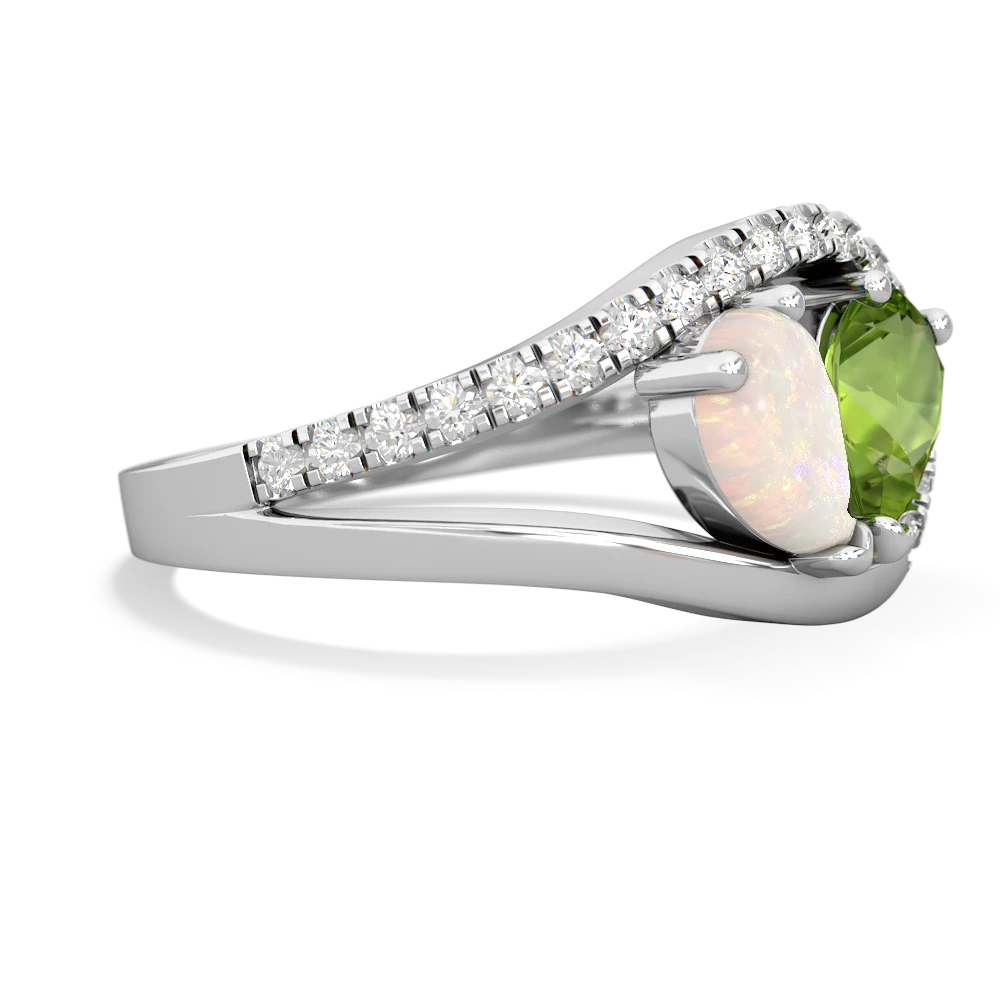 Opal Nestled Heart Keepsake 14K White Gold ring R5650