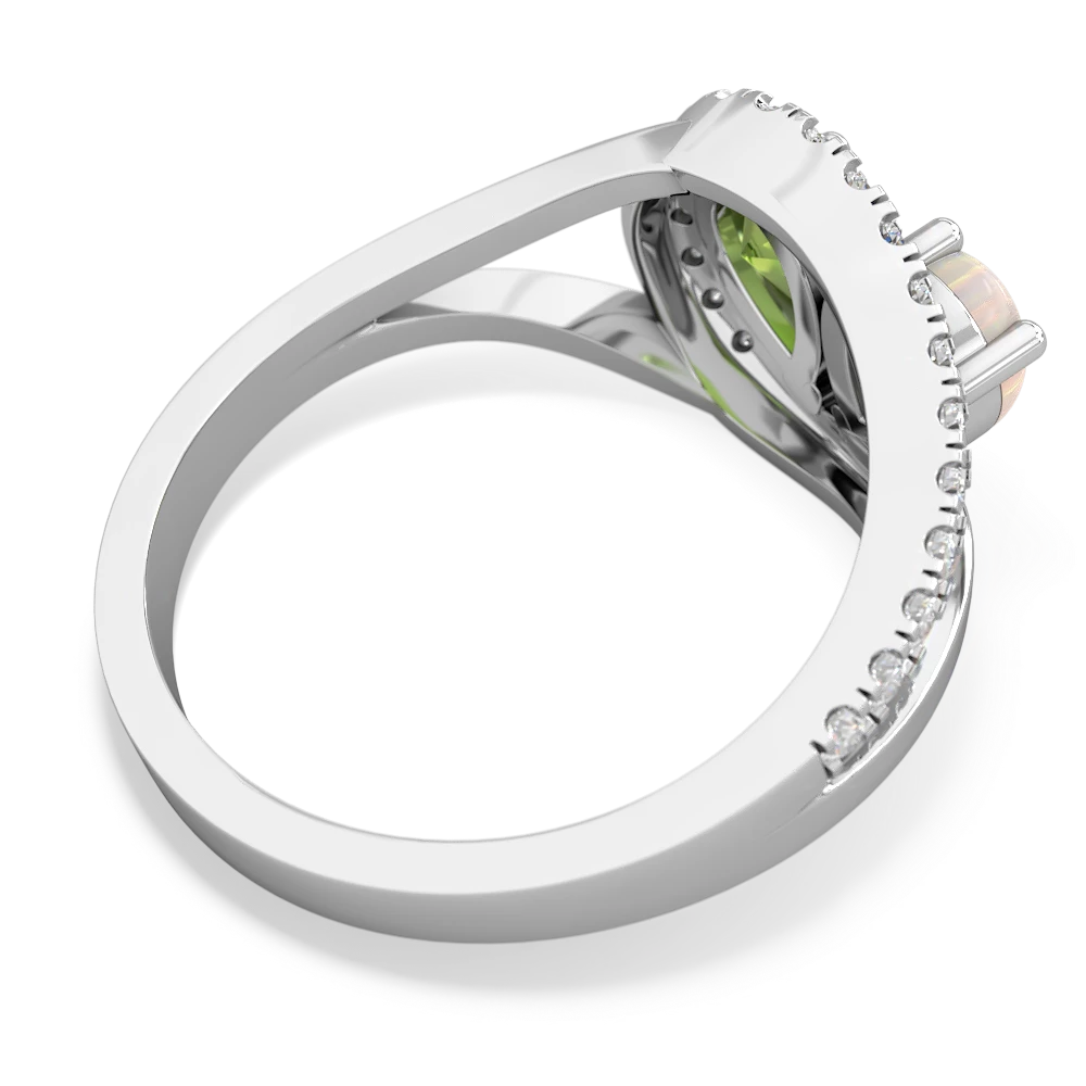 Opal Nestled Heart Keepsake 14K White Gold ring R5650