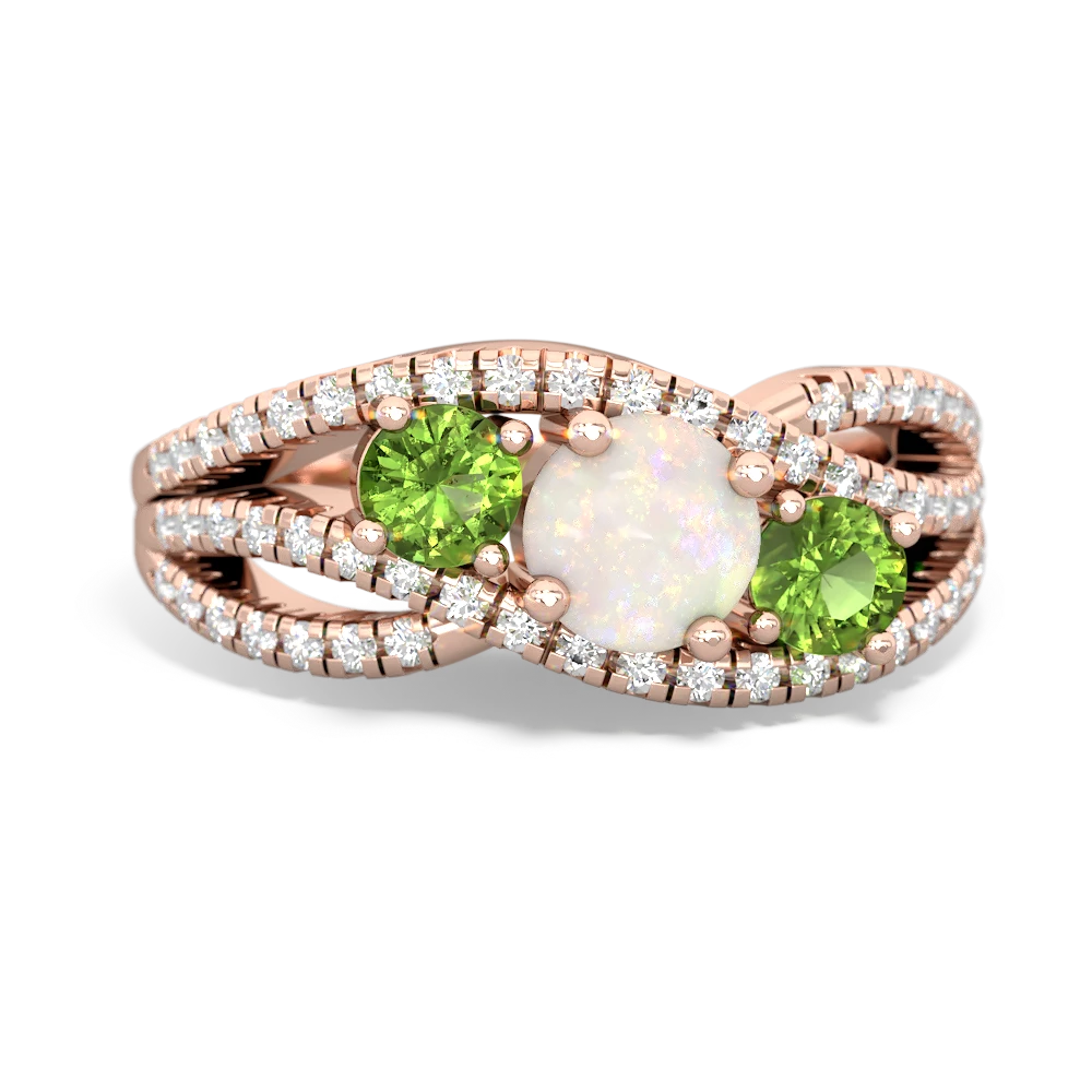 Opal Three Stone Aurora 14K Rose Gold ring R3080