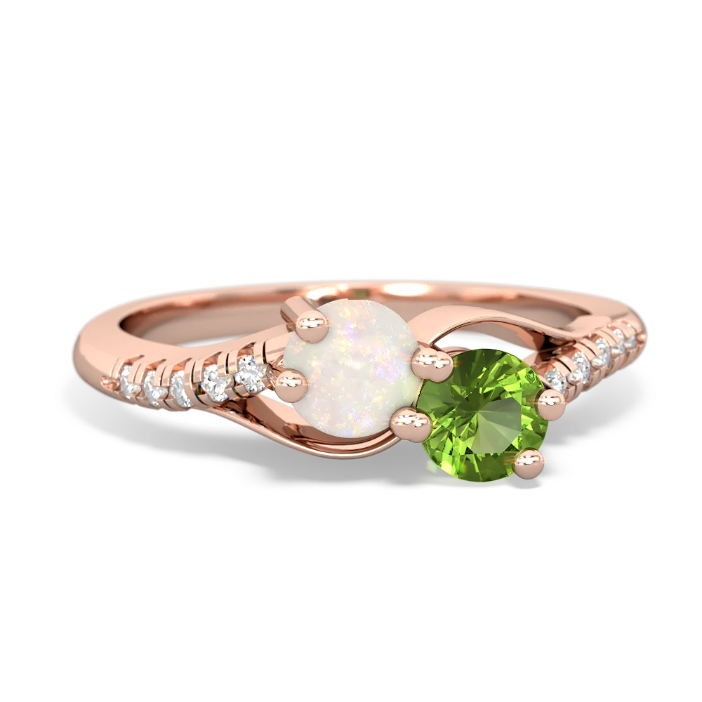 Opal Infinity Pave Two Stone 14K Rose Gold ring R5285