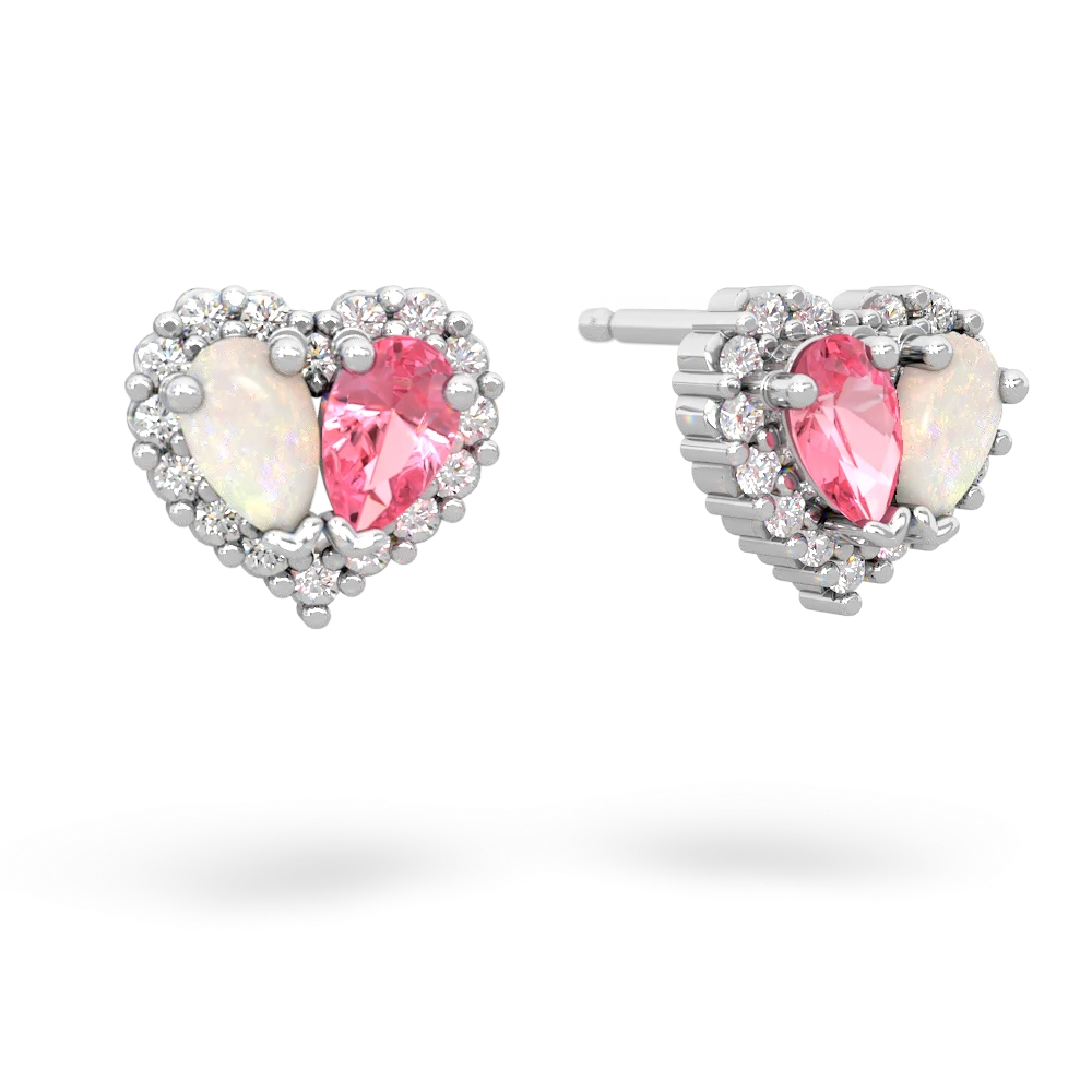 Opal Halo 14K White Gold earrings E7008