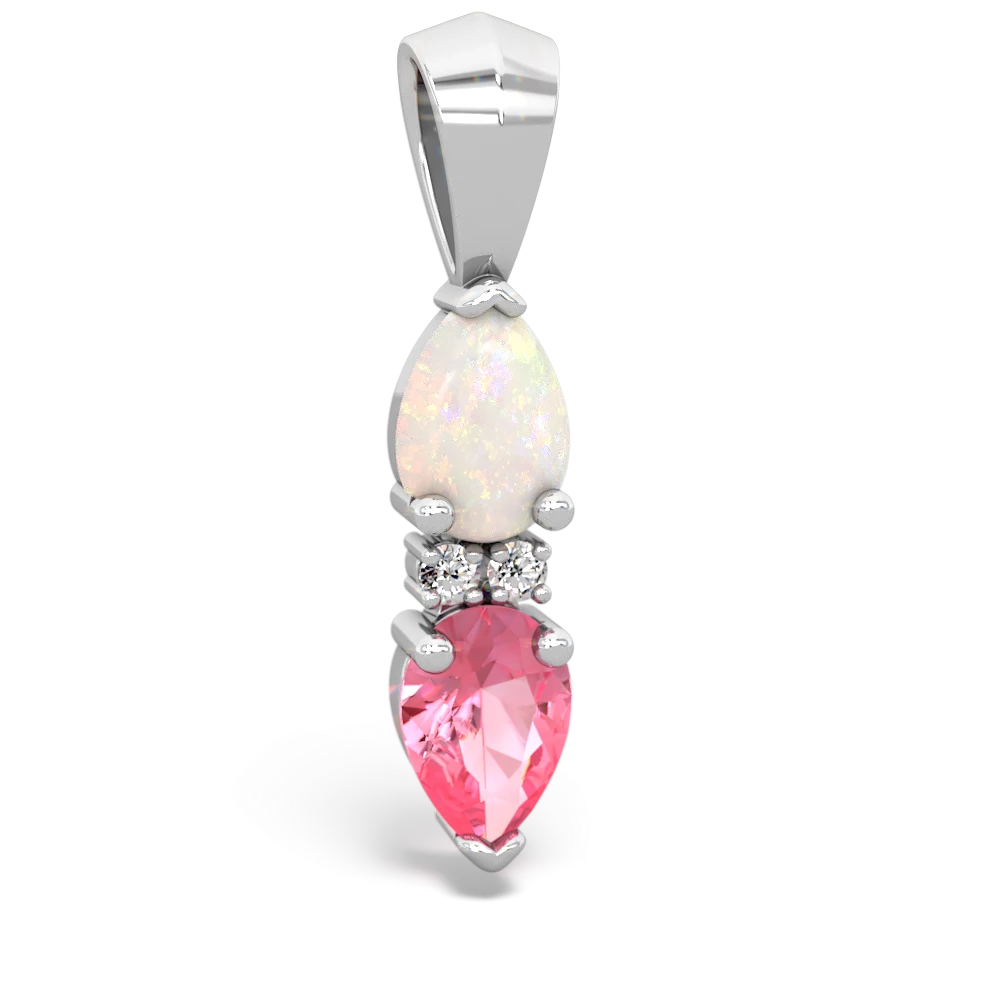 Opal Bowtie Drop 14K White Gold pendant P0865