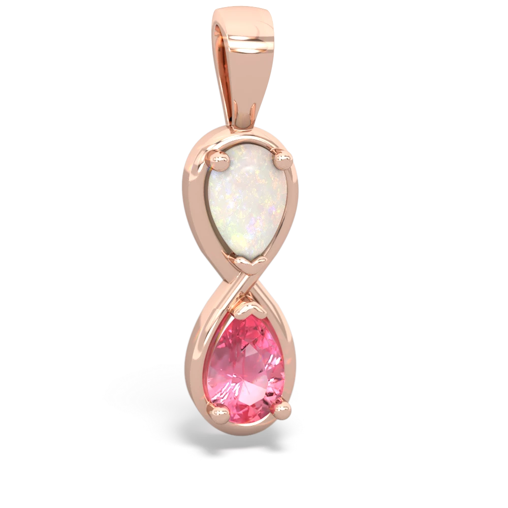 14K Rose Gold Oval Pink Sapphire Diamond Pendant Necklace