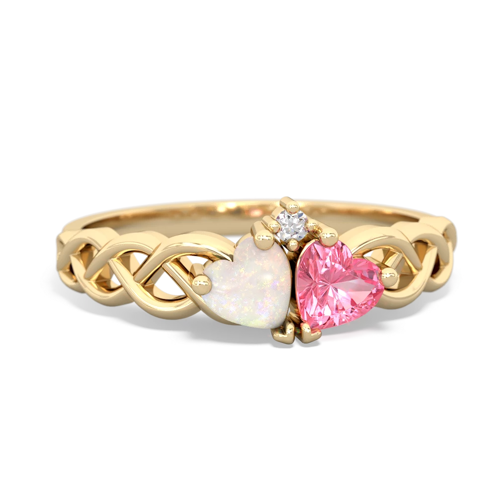 Opal Heart To Heart Braid 14K Yellow Gold ring R5870