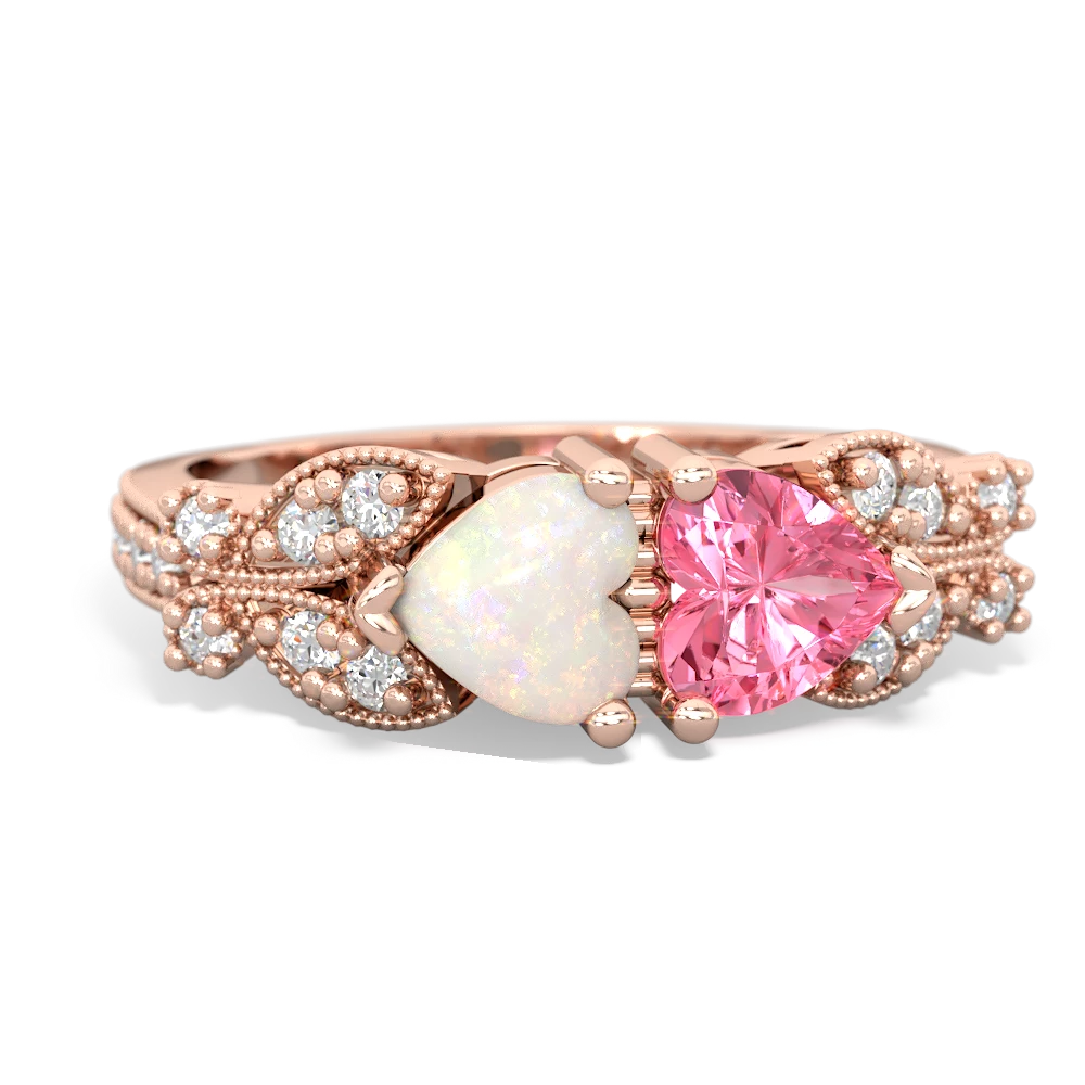 Opal Diamond Butterflies 14K Rose Gold ring R5601