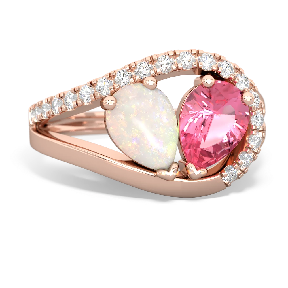 Opal Nestled Heart Keepsake 14K Rose Gold ring R5650