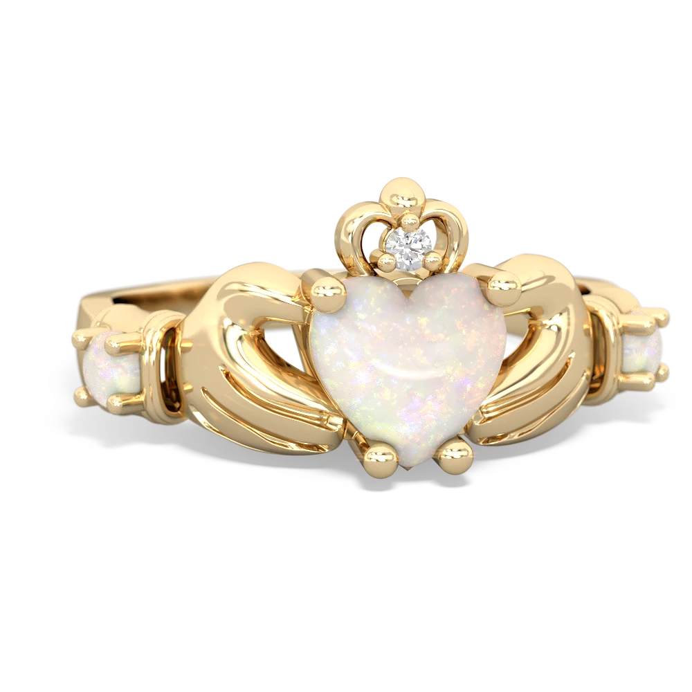 14K Yellow or White Gold Diamond Heart Claddagh Ring