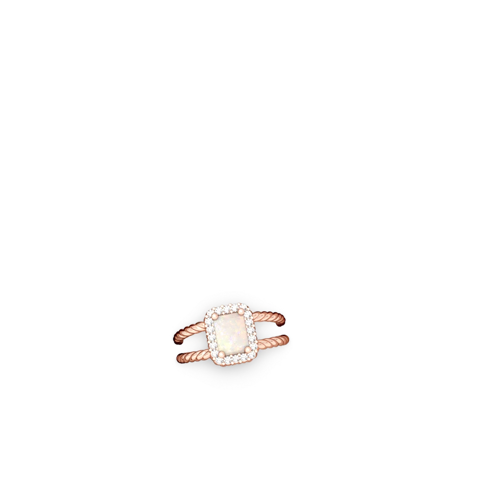 Opal Rope Split Band 14K Rose Gold ring R2628