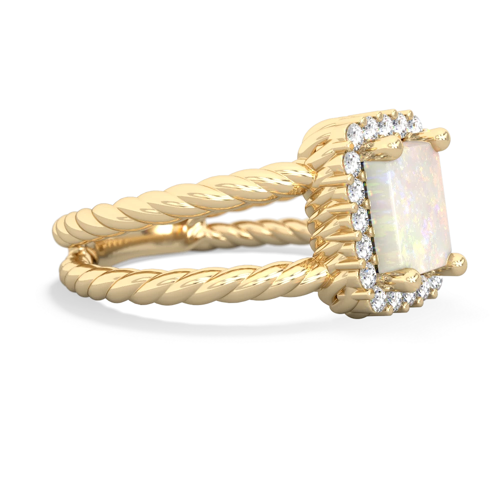 Opal Rope Split Band 14K Yellow Gold ring R2628