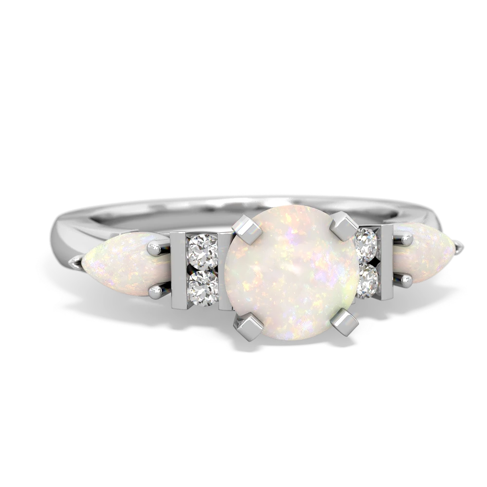 Opal 6Mm Round Eternal Embrace Engagement 14K White Gold ring R2005