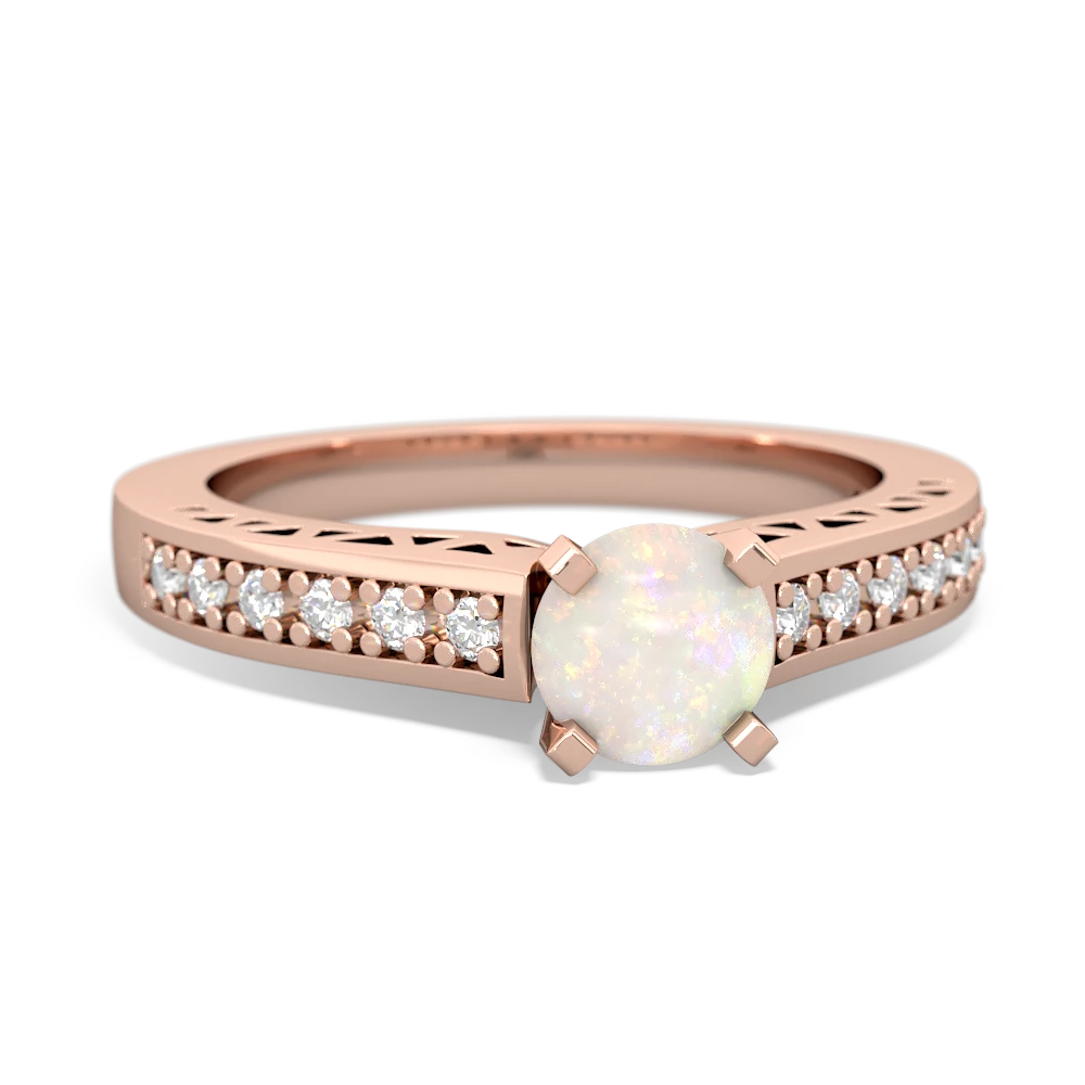 Opal Art Deco Engagement 5Mm Round 14K Rose Gold ring R26355RD