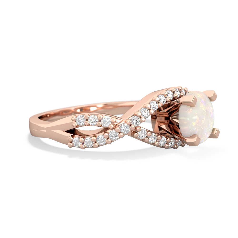 Opal Diamond Twist 6Mm Round Engagment  14K Rose Gold ring R26406RD