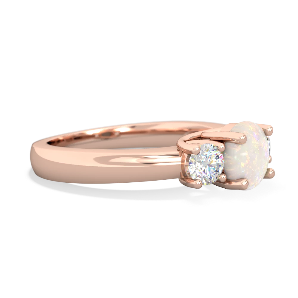 Opal Diamond Three Stone Round Trellis 14K Rose Gold ring R4018