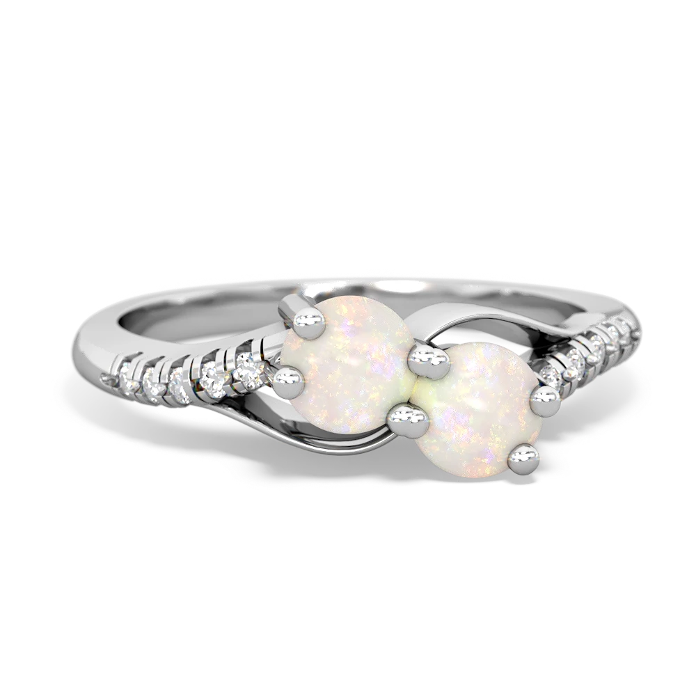 Opal Infinity Pave Two Stone 14K White Gold ring R5285