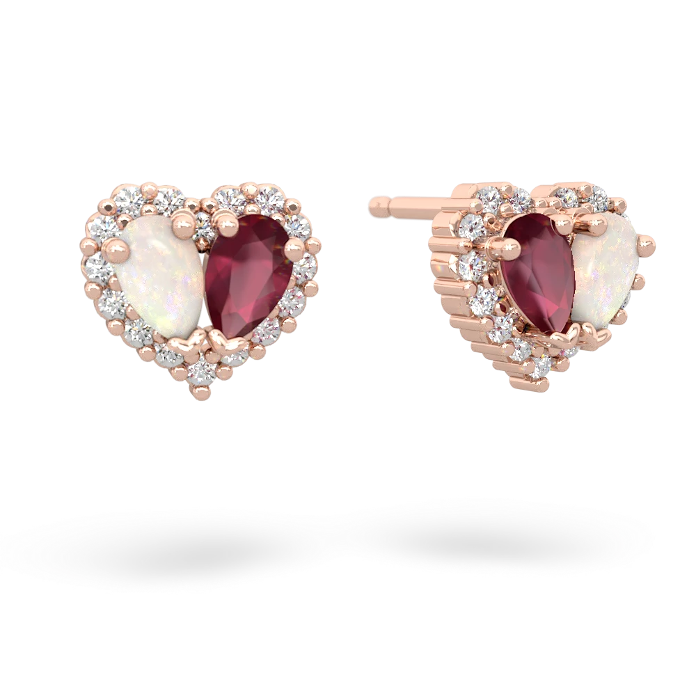 Opal Halo 14K Rose Gold earrings E7008