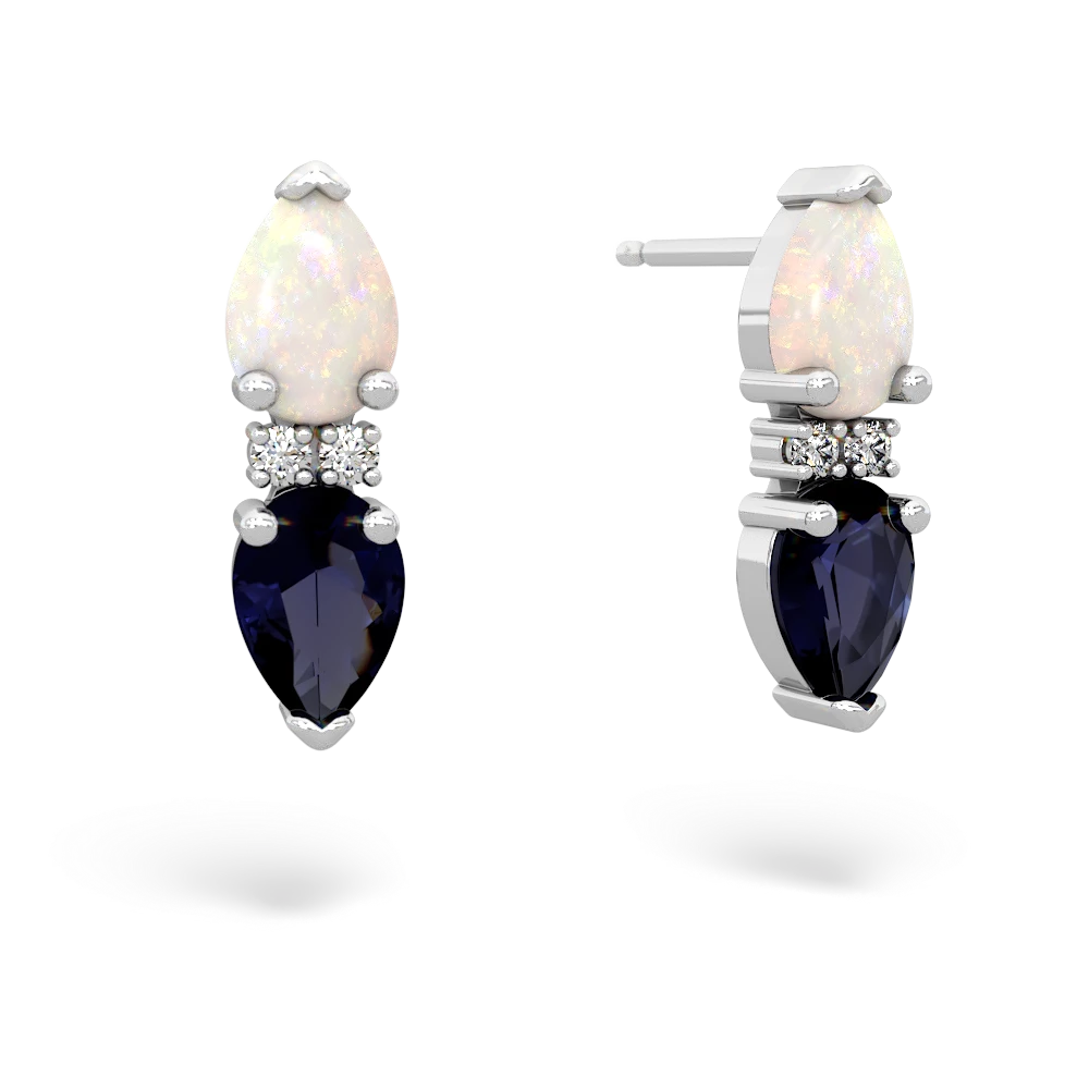 Opal Bowtie Drop 14K White Gold earrings E0865