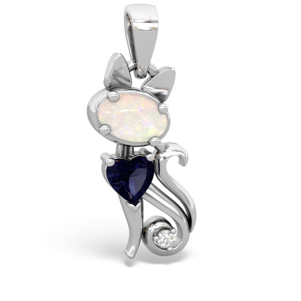 Opal Kitten 14K White Gold pendant P5780