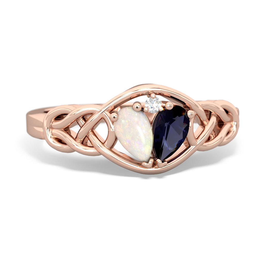 Opal Celtic Love Knot 14K Rose Gold ring R5420