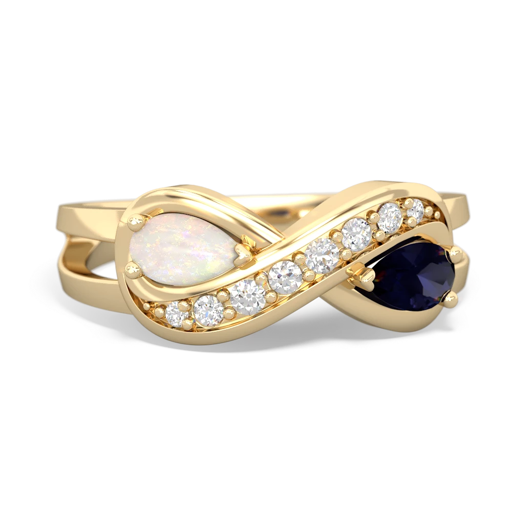 Opal Diamond Infinity 14K Yellow Gold ring R5390