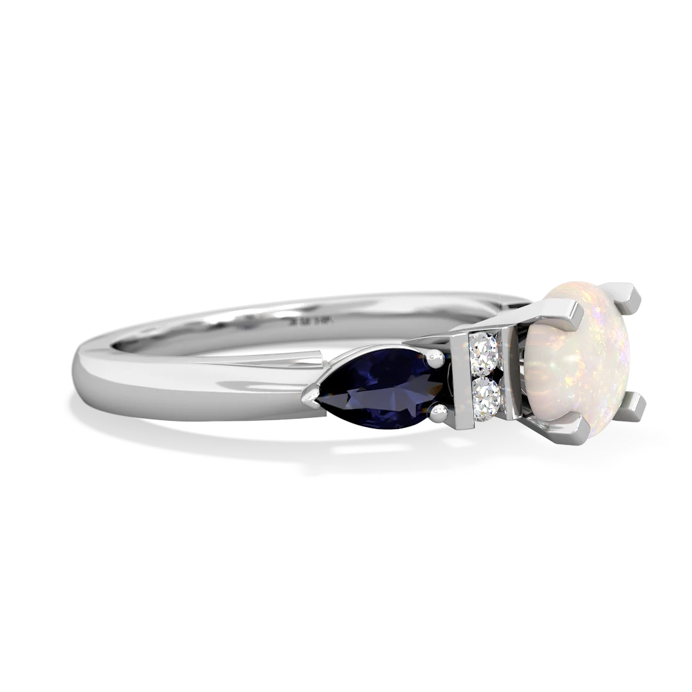 Opal 6Mm Round Eternal Embrace Engagement 14K White Gold ring R2005