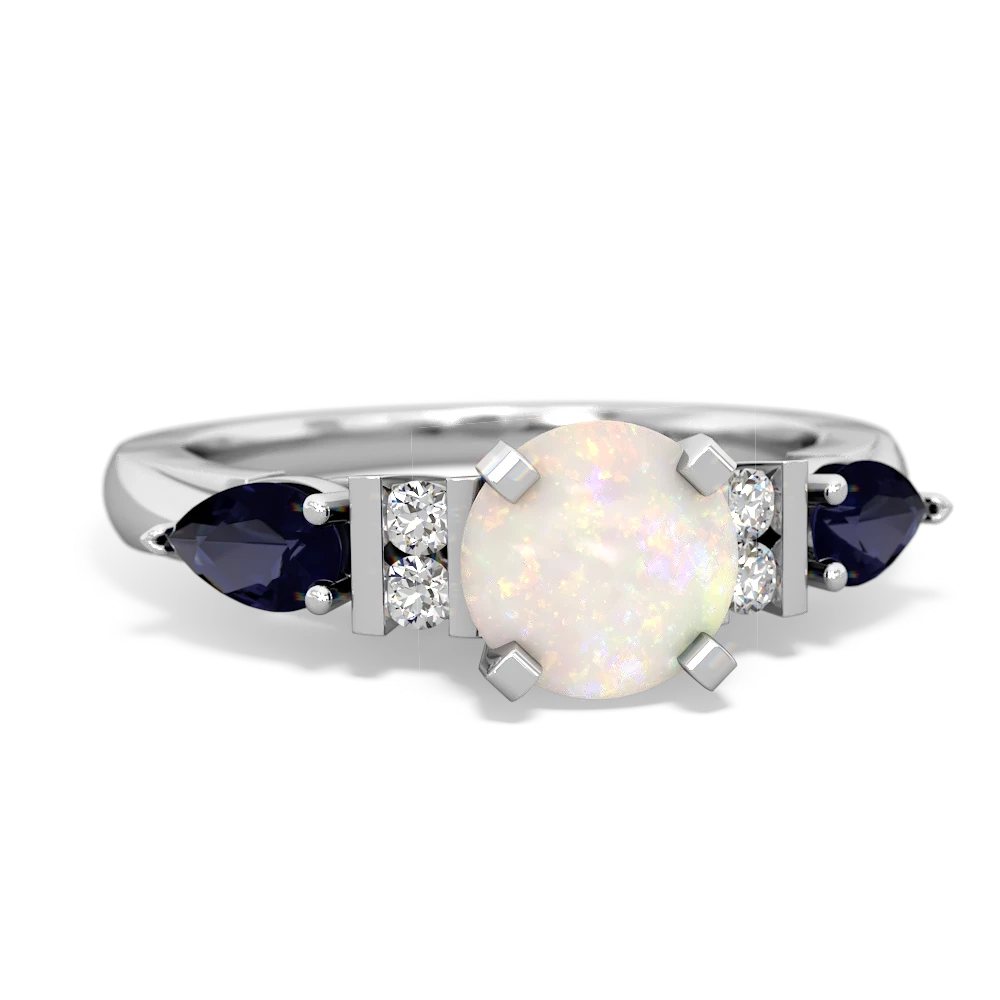 Opal 6Mm Round Eternal Embrace Engagement 14K White Gold ring R2005